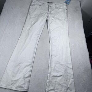 Roxy Jeans Womens 11 White Wide Leg Denim Flap Pocket Contrast Stitch Low Rise